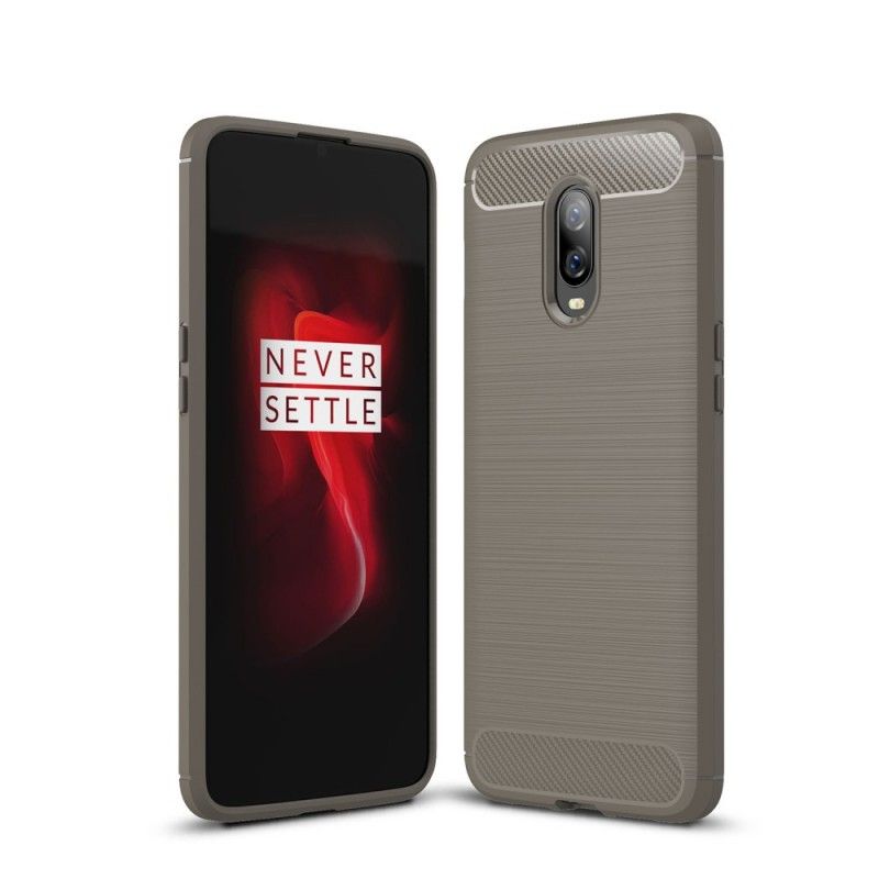 Cover for OnePlus 6T Sort Børstet Kulfiber