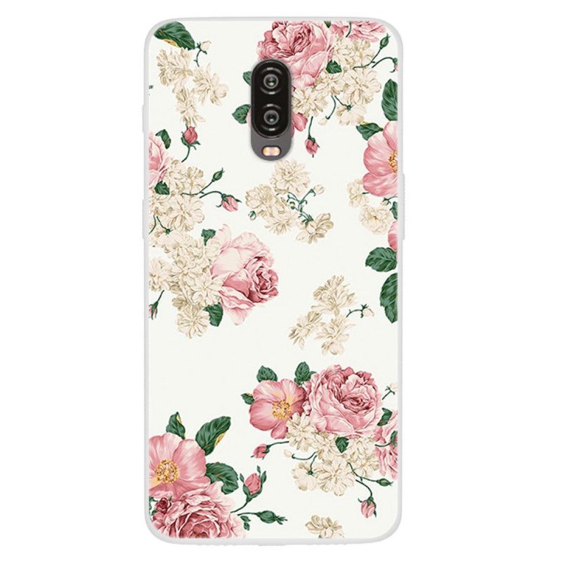 Cover OnePlus 6T Gennemsigtige Frihedsblomster