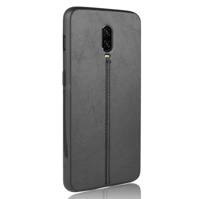 Cover OnePlus 6T Sort Søm I Læderstil