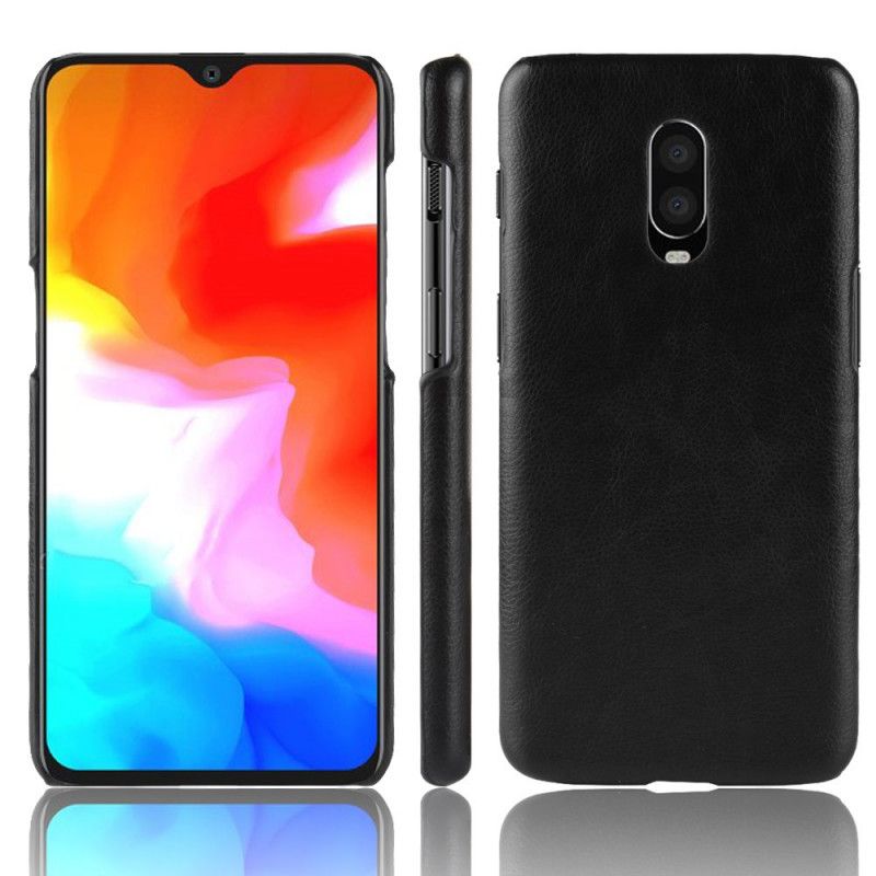 Cover OnePlus 6T Sort Ydeevne Lychee Læder Effekt