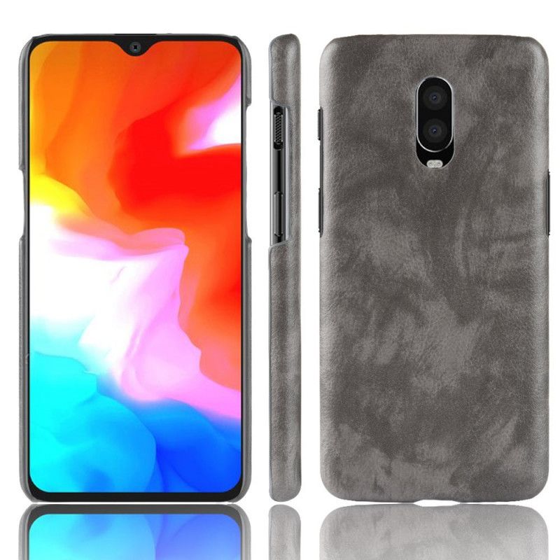 Cover OnePlus 6T Sort Ydeevne Lychee Læder Effekt