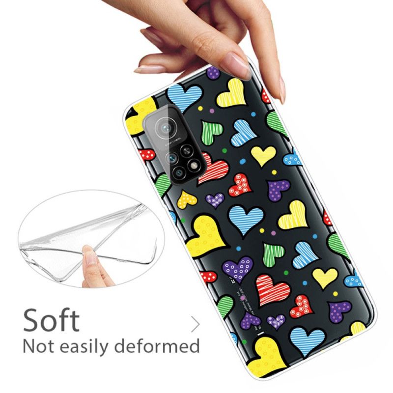 Cover Xiaomi Mi 10T / 10T Pro Flerfarvede Hjerter