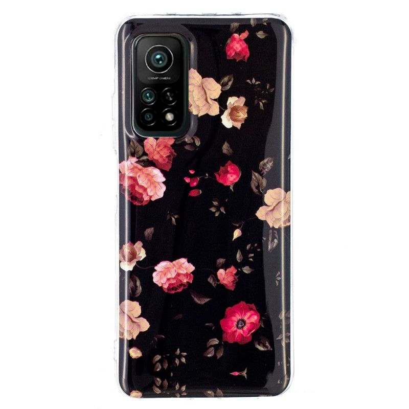 Cover Xiaomi Mi 10T / 10T Pro Sort Fluorescerende Blomsterserie