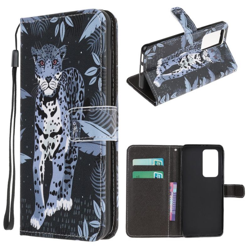 Flip Cover Læder for Xiaomi Mi 10T / 10T Pro Leopard Med Rem