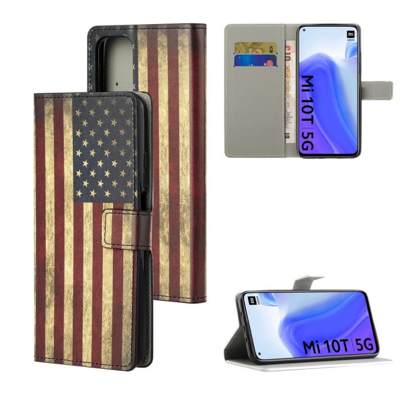 Flip Cover Læder Xiaomi Mi 10T / 10T Pro Amerikansk Flag