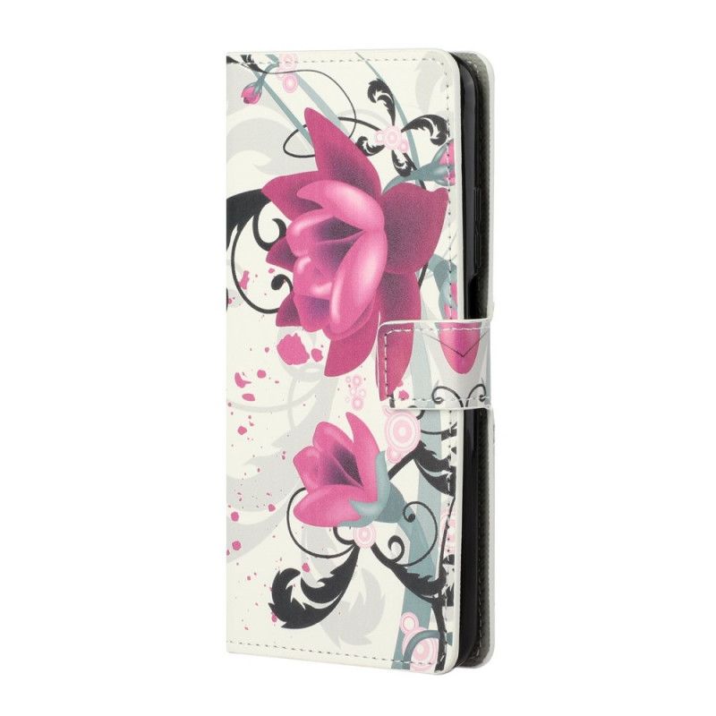 Flip Cover Læder Xiaomi Mi 10T / 10T Pro Magenta Tropiske Blomster Beskyttelse