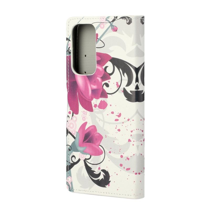 Flip Cover Læder Xiaomi Mi 10T / 10T Pro Magenta Tropiske Blomster Beskyttelse