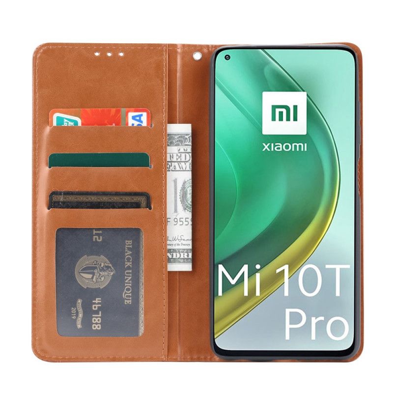 Læder Cover Xiaomi Mi 10T / 10T Pro Sort Kortholder I Kunstlæder