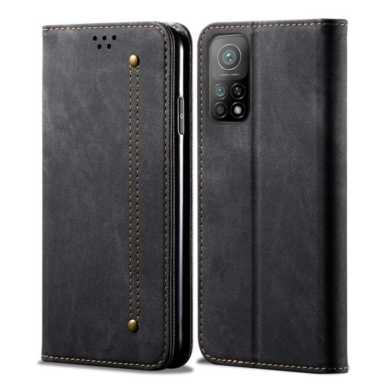 Læder Cover Xiaomi Mi 10T / 10T Pro Sort Mobilcover Jeansstof