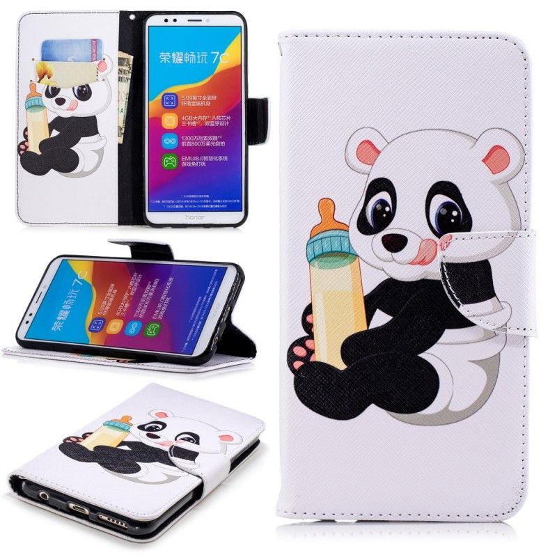 Flip Cover Huawei Y7 2018 Mobilcover Baby Panda