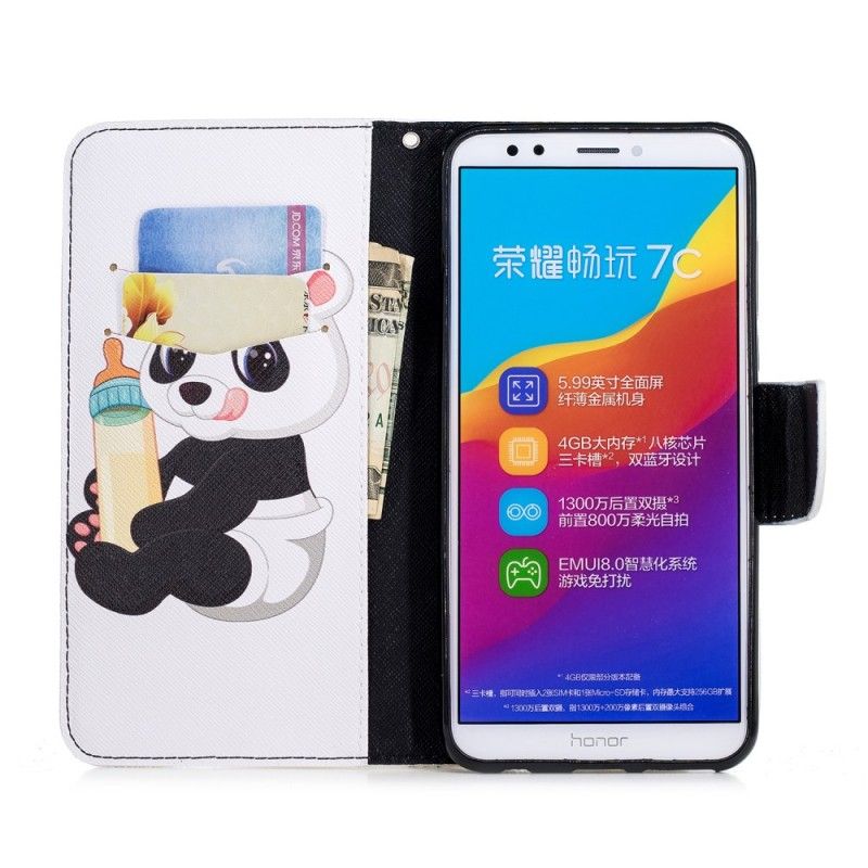 Flip Cover Huawei Y7 2018 Mobilcover Baby Panda