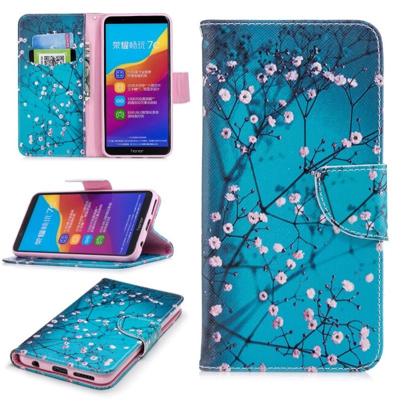 Flip Cover Huawei Y7 2018 Mobilcover Blomstrende Træ