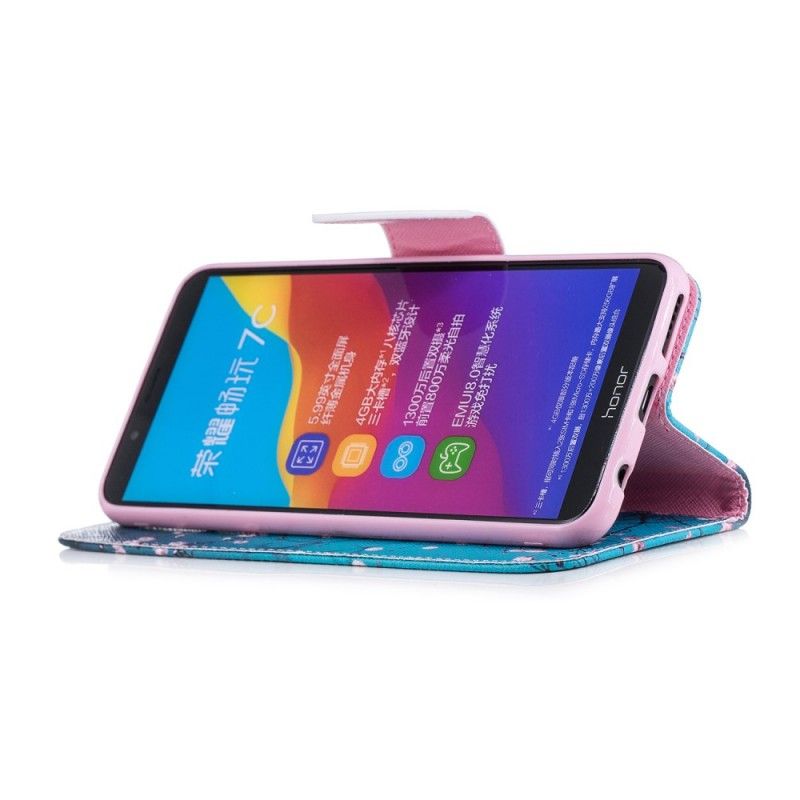 Flip Cover Huawei Y7 2018 Mobilcover Blomstrende Træ