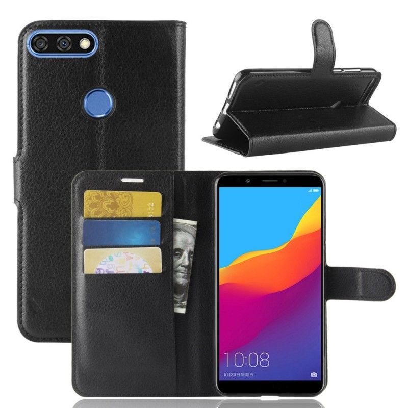 Flip Cover Huawei Y7 2018 Sort Mobilcover Klassisk