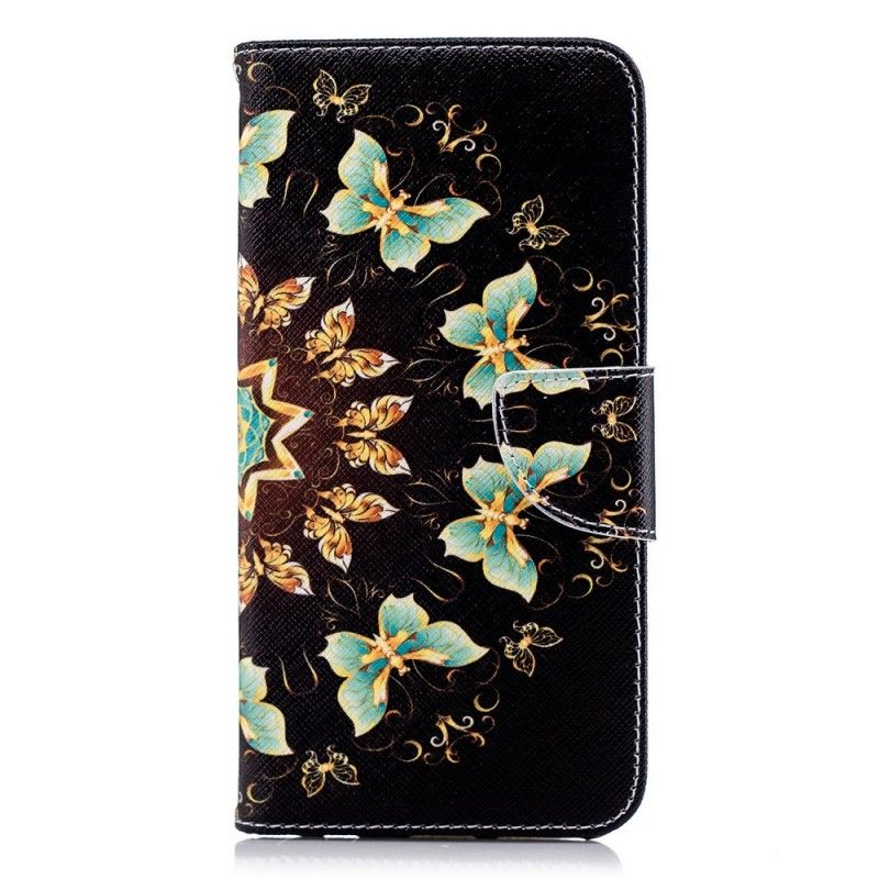 Flip Cover Læder for Huawei Y7 2018 Sommerfuglemandala