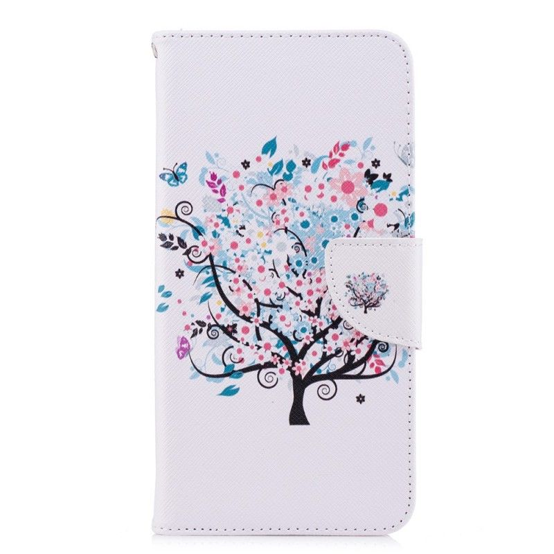 Flip Cover Læder Huawei Y7 2018 Blomstret Træ Beskyttelse