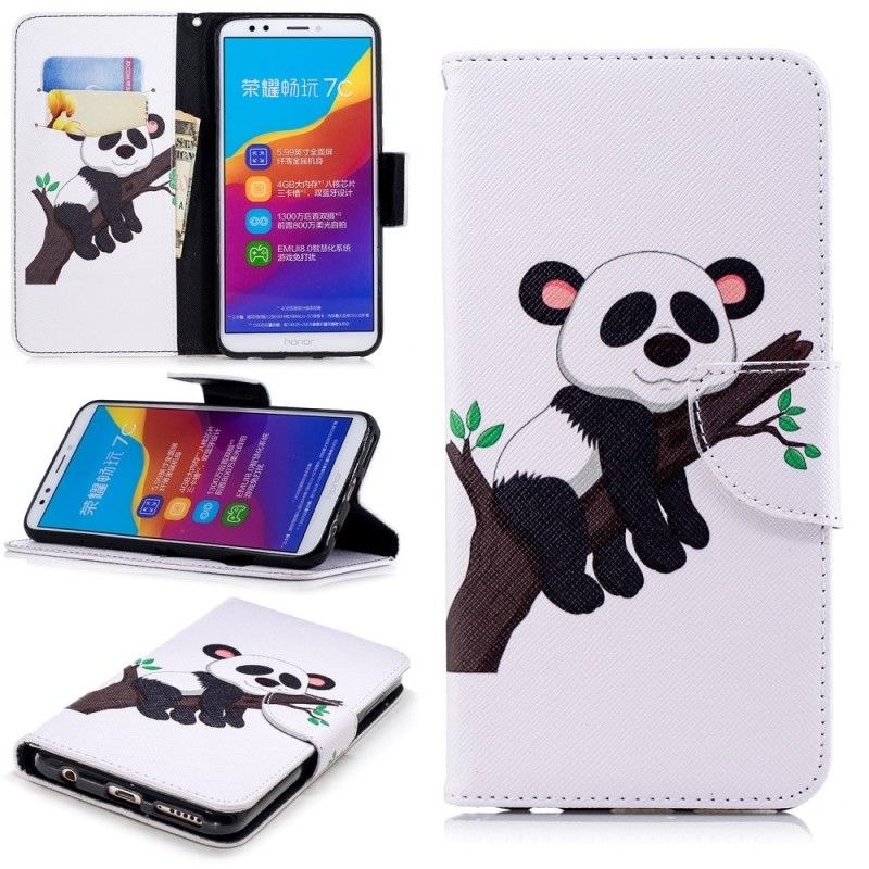 Flip Cover Læder Huawei Y7 2018 Doven Panda Original