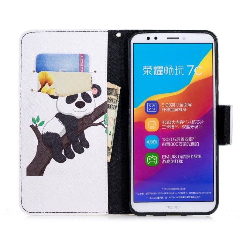 Flip Cover Læder Huawei Y7 2018 Doven Panda Original