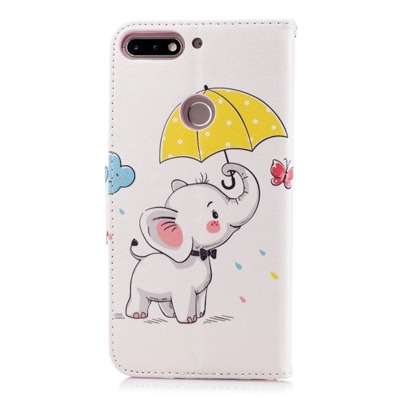 Flip Cover Læder Huawei Y7 2018 Elefant Beskyttelse