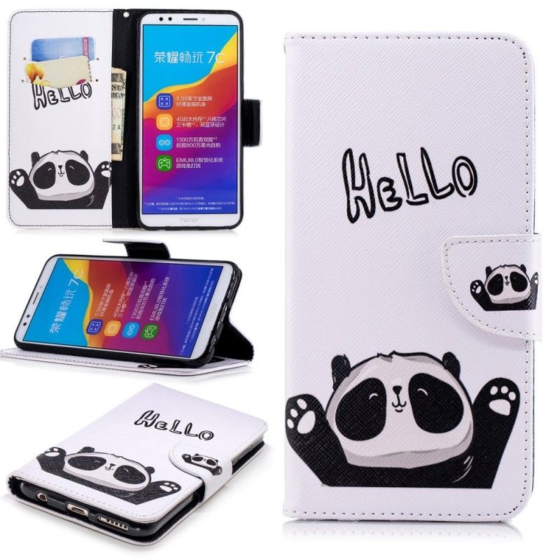 Flip Cover Læder Huawei Y7 2018 Hej Panda