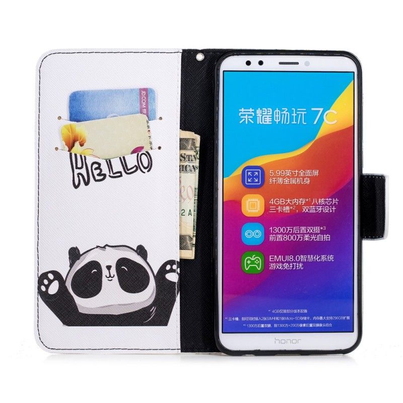 Flip Cover Læder Huawei Y7 2018 Hej Panda