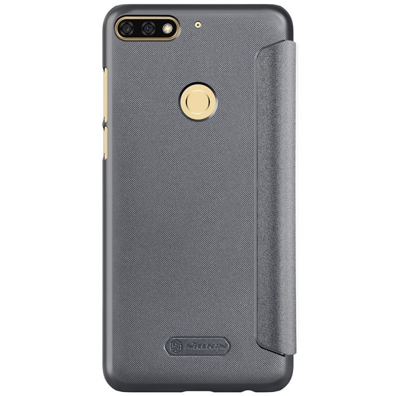 Læder Cover Huawei Y7 2018 Sort Nillkin