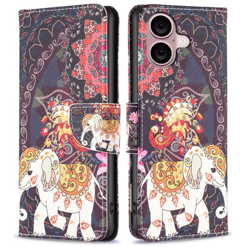 Cover iPhone 16 Plus Telefon Etui Blomst Og Elefant