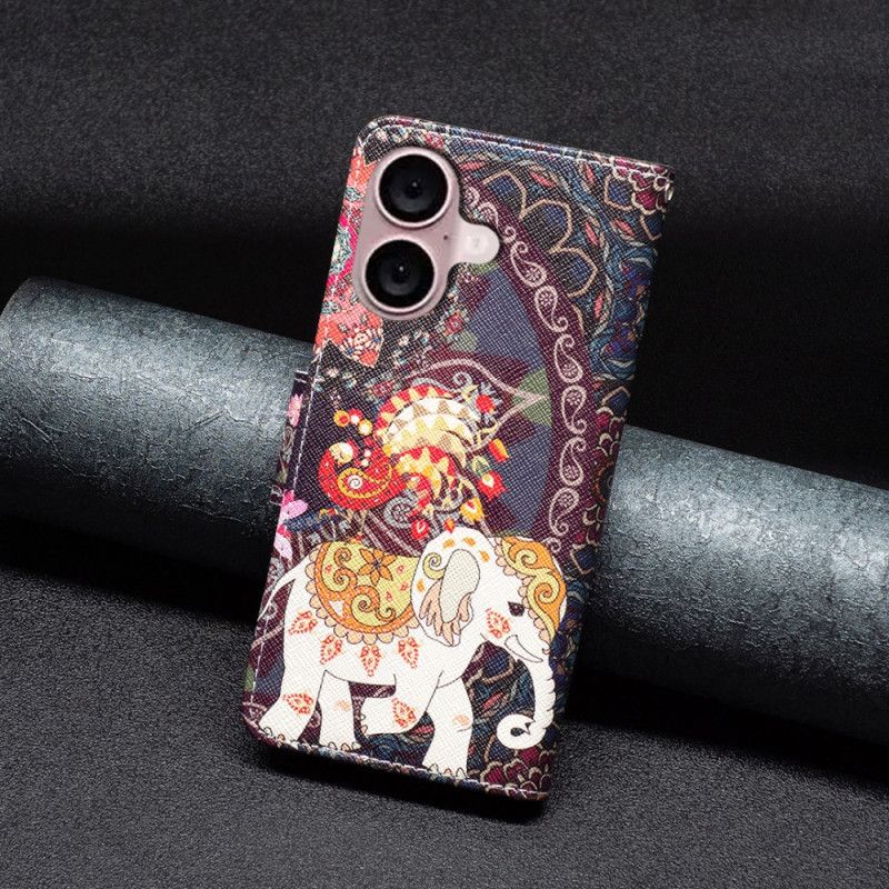 Cover iPhone 16 Plus Telefon Etui Blomst Og Elefant