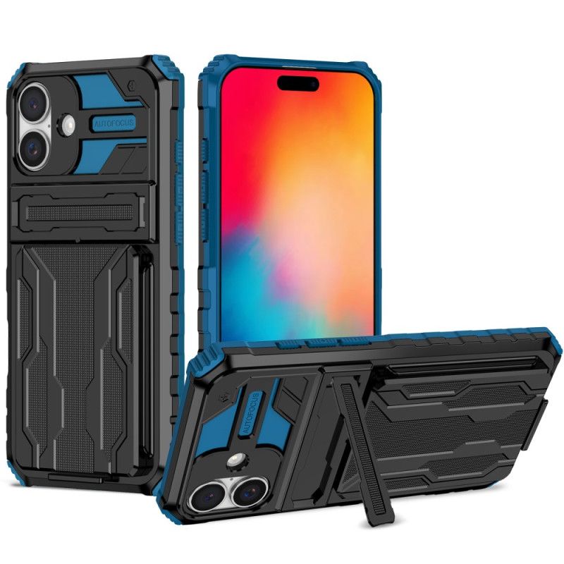 Cover iPhone 16 Plus Telefon Etui Integreret Kortholder Og Support