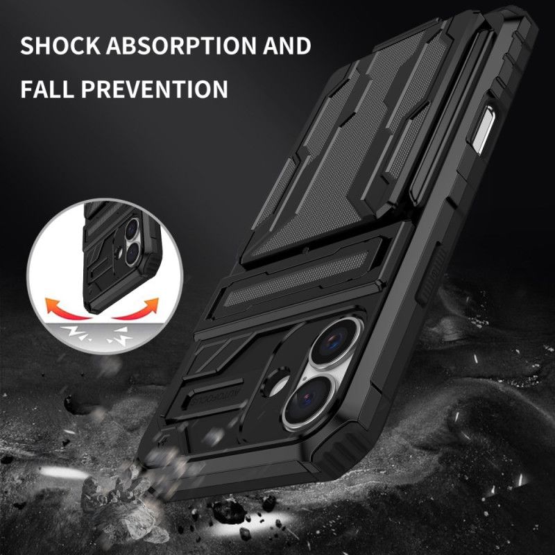 Cover iPhone 16 Plus Telefon Etui Integreret Kortholder Og Support