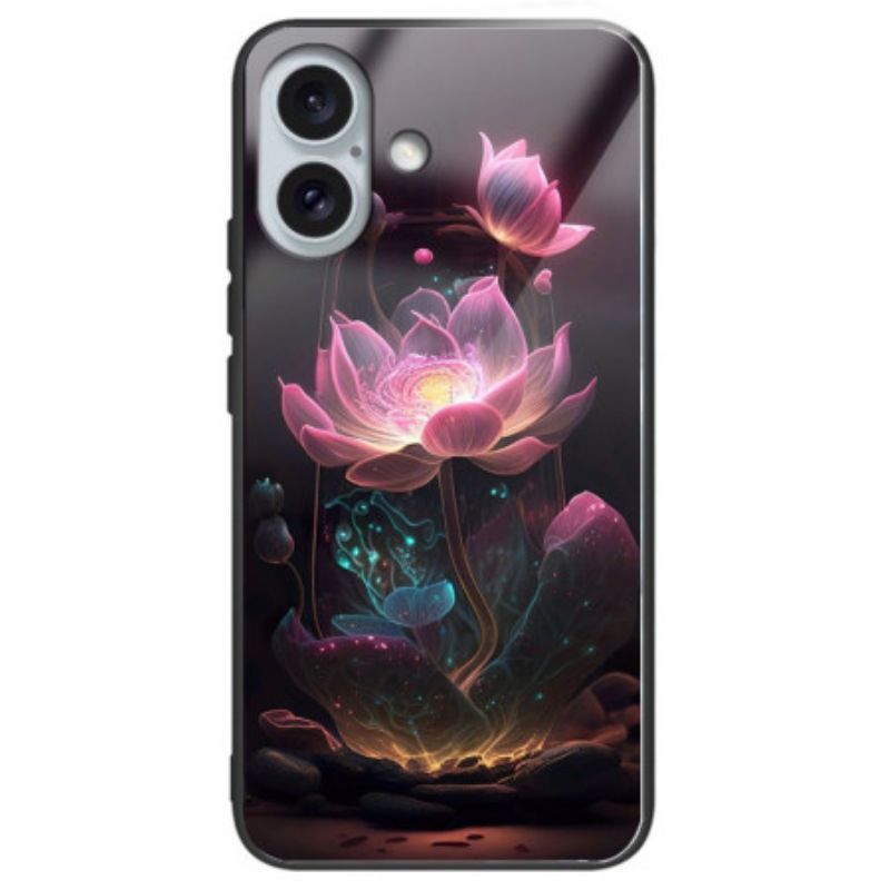 Cover Til iPhone 16 Plus Lotus Rose Hærdet Glas