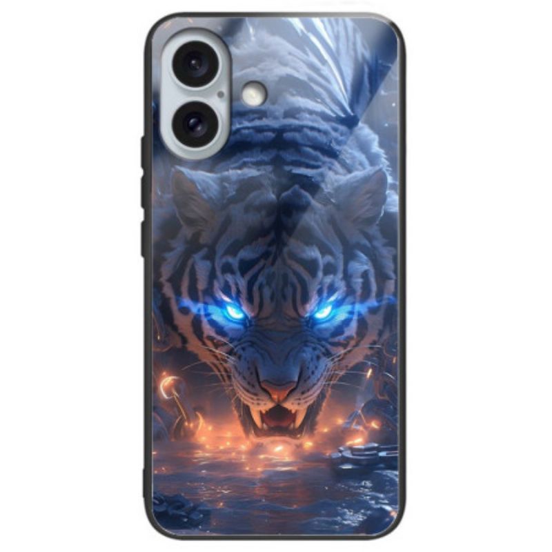 Cover Til iPhone 16 Plus Tigertrykt Hærdet Glas