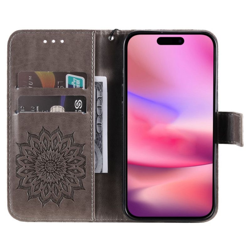 Flip Cover iPhone 16 Plus Mandala Mønster Med Rem