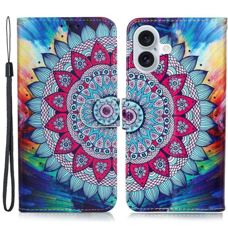 Flip Cover iPhone 16 Plus Mandala Remmønster