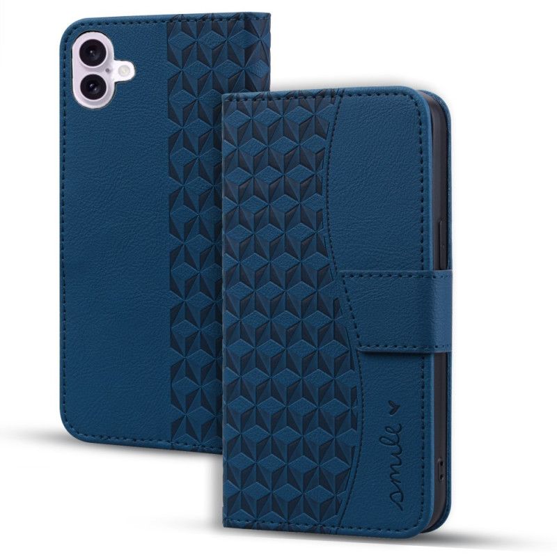 Flip Cover iPhone 16 Plus Vandret Diamantfrise Med Rem