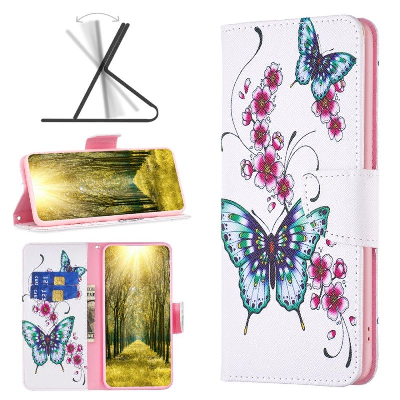 Flip Cover Til iPhone 16 Plus Blomster Og Sommerfugle