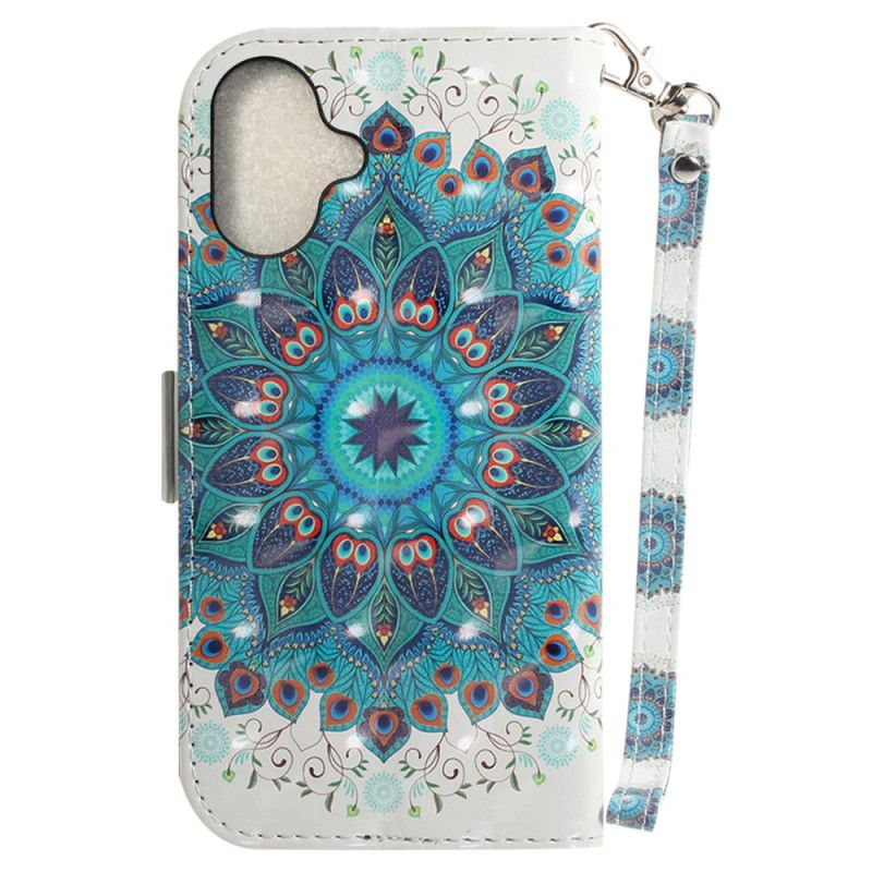 Flip Cover Til iPhone 16 Plus Grøn Mandala Med Rem