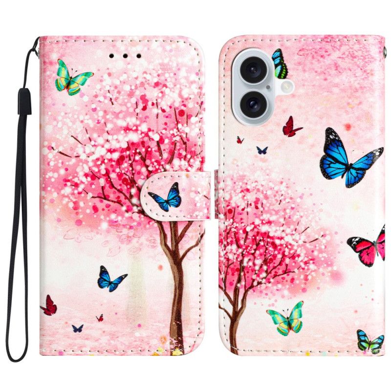 Flip Cover Til iPhone 16 Plus Kirsebærblomstmønster