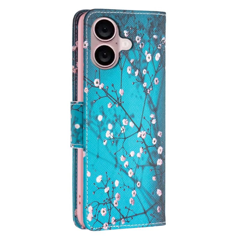 Læder Cover iPhone 16 Plus Blommeblomster