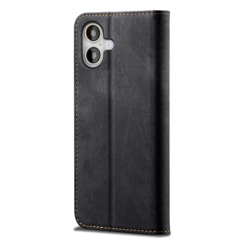 Læder Cover iPhone 16 Plus Jeansstof