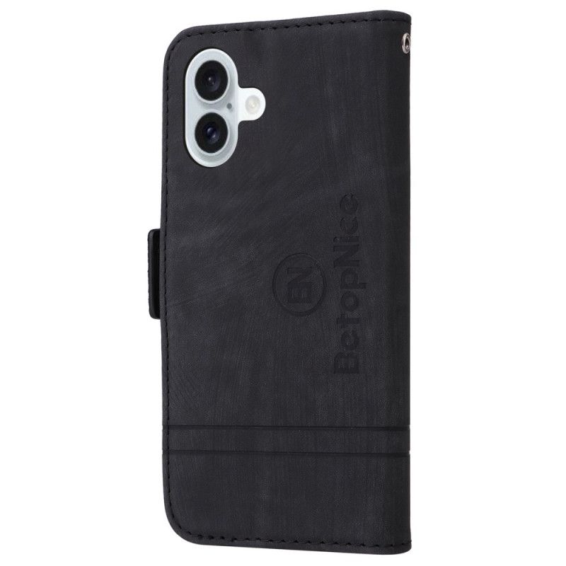 Læder Cover iPhone 16 Plus Telefon Etui Betopnice Forreste Kortholder