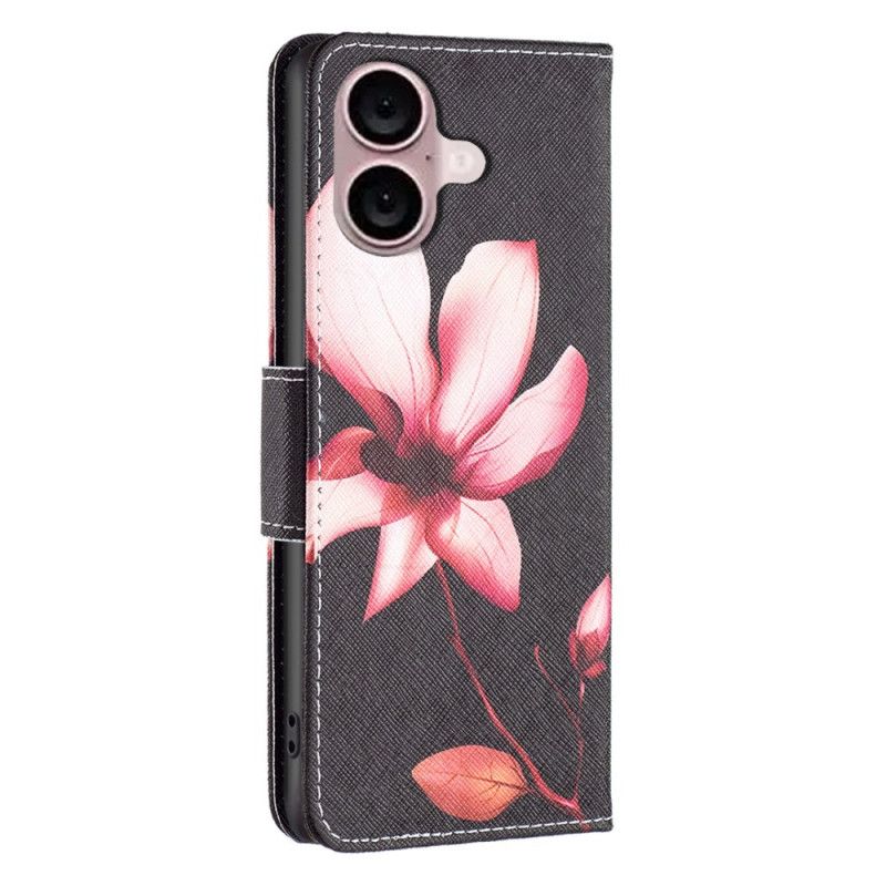 Læder Cover iPhone 16 Plus Telefon Etui Lotus