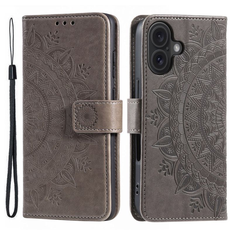 Læder Cover iPhone 16 Plus Telefon Etui Mandala Søn