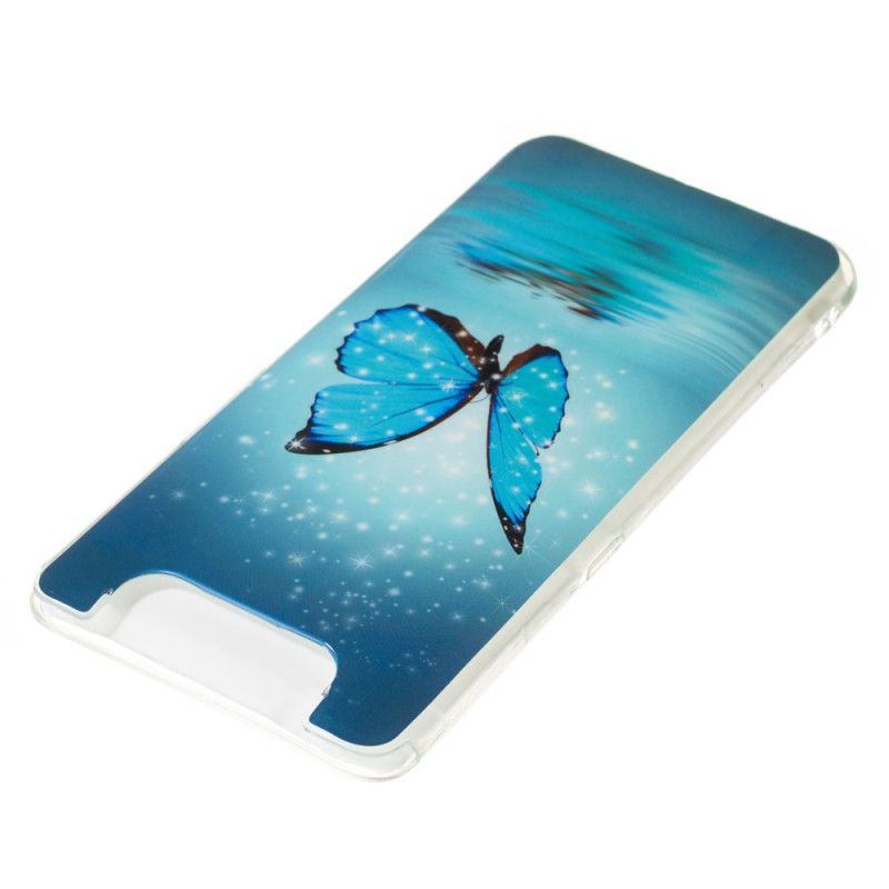 Cover for Samsung Galaxy A80 / A90 Fluorescerende Blå Sommerfugl