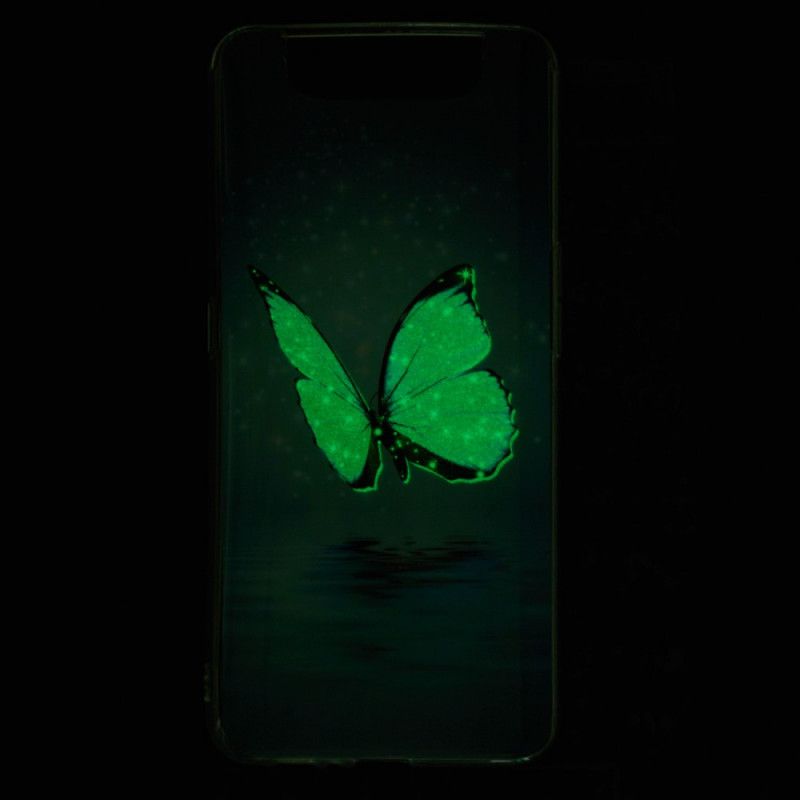 Cover for Samsung Galaxy A80 / A90 Fluorescerende Blå Sommerfugl