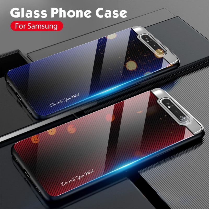 Cover Samsung Galaxy A80 / A90 Sort Kulfiber Hærdet Glas