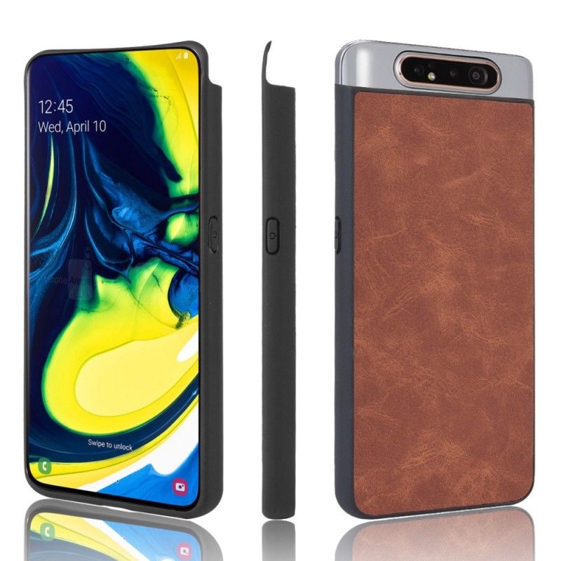 Cover Samsung Galaxy A80 / A90 Sort Vintage Look Læder Effekt Beskyttelse