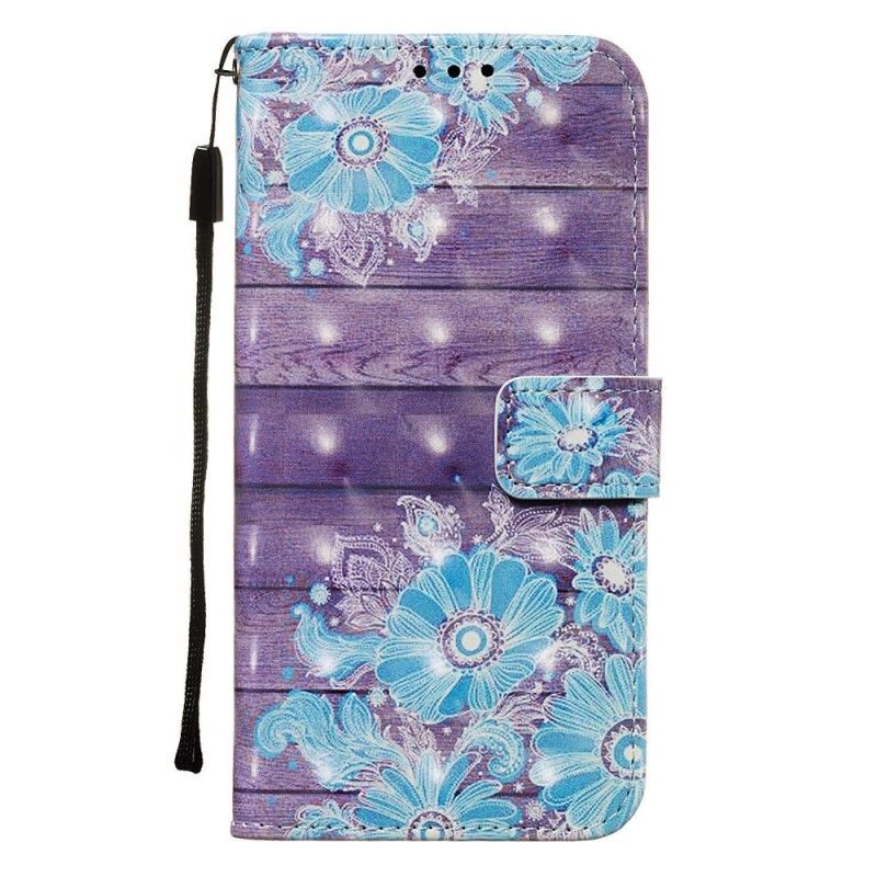 Flip Cover Læder for Samsung Galaxy A80 / A90 Blå Blomster