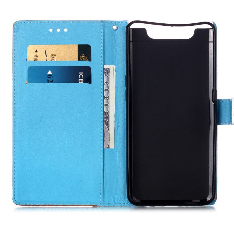 Flip Cover Læder for Samsung Galaxy A80 / A90 Gyldne Sommerfugle