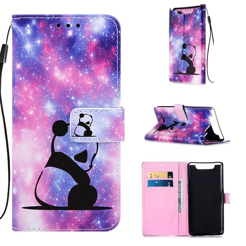 Flip Cover Læder Samsung Galaxy A80 / A90 Galakse Panda Beskyttelse